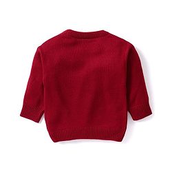 Babyhug Knit Full Sleeves Sweater With Floral Embroidery - Red