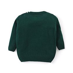 Babyhug Knit Full Sleeves Sweater with Reindeer Design - Dark Green