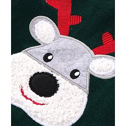 Babyhug Knit Full Sleeves Sweater with Reindeer Design - Dark Green