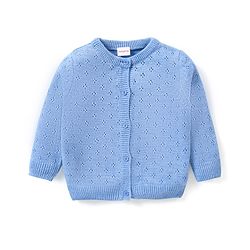 Babyhug Knitted Full Sleeves Solid Color Sweater Set - Blue