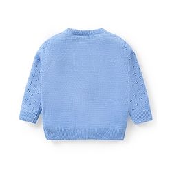 Babyhug Knitted Full Sleeves Solid Color Sweater Set - Blue
