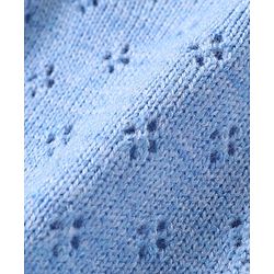 Babyhug Knitted Full Sleeves Solid Color Sweater Set - Blue