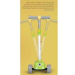 Babyhug Kids Kick On Scooter with LED Wheels  Wide Standing Deck and  3 Level Adjustable Handlebar - Yellow