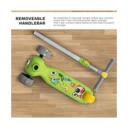 Babyhug Kids Kick On Scooter with LED Wheels  Wide Standing Deck and  3 Level Adjustable Handlebar - Yellow