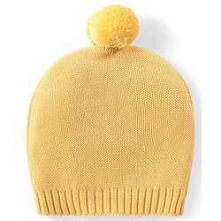 Babyhug Organic Cotton Knit Raglan Sleeves Sweater Set with Cap Fox Design - Yellow