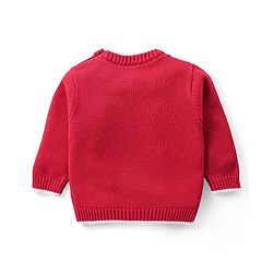 Babyhug Organic Cotton Knit Full Sleeves Sweater Set & Cap with Cable Knit Design - Red
