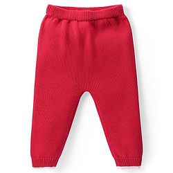Babyhug Organic Cotton Knit Full Sleeves Sweater Set & Cap with Cable Knit Design - Red