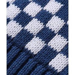 Babyhug Organic Cotton Knit Full Sleeves Sweater Set & Cap with Stripe Design - Navy Blue