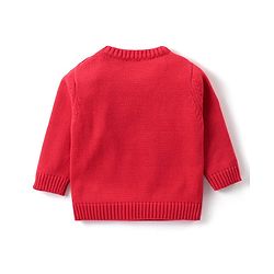 Babyhug Organic Cotton Knit Full Sleeves Sweater Set & Cap with Bow Design - Red