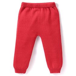 Babyhug Organic Cotton Knit Full Sleeves Sweater Set & Cap with Bow Design - Red
