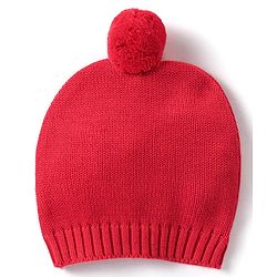 Babyhug Organic Cotton Knit Full Sleeves Sweater Set & Cap with Bow Design - Red