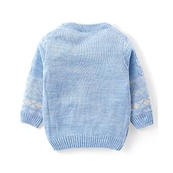Babyhug Knitted Full Sleeves Sweater Set with Argyle Design - Light Blue