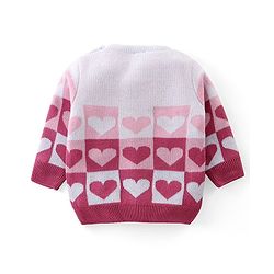 Babyhug Knit Full Sleeves Sweater Set with Heart Design - Pink