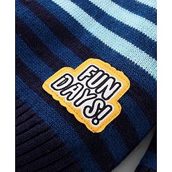 Babyhug Knitted Full Sleeves Pullover Striped  Sweater with Placement Text Patch - Multicolour
