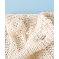 Babyhug Knitted Full Sleeves Pullovers Sweater With Cable Knit Design - Offwhite