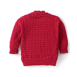 Babyhug Knitted Full Sleeves Baby Sweater Set with Cap & Booties Cable Knit Design - Red