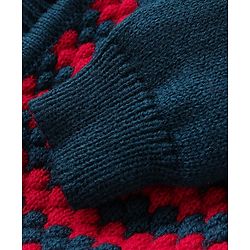 Babyhug Knit Full Sleeves Front Open Cable Knit Design Sweater Set with Cap & Booties - Red & Navy Blue