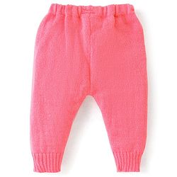 Babyhug Knit Full Sleeves Front Open Sweater & Pant Set with Cap and Booties Shell Design - Pink & White