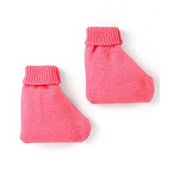 Babyhug Knit Full Sleeves Front Open Sweater & Pant Set with Cap and Booties Shell Design - Pink & White