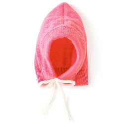 Babyhug Knit Full Sleeves Front Open Sweater & Pant Set with Cap and Booties Shell Design - Pink & White