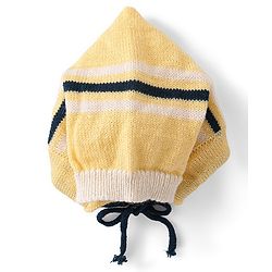 Babyhug Knitted Full Sleeves Front Open Sweater Set with Striped Design Cap & Booties - Beige