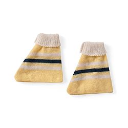 Babyhug Knitted Full Sleeves Front Open Sweater Set with Striped Design Cap & Booties - Beige