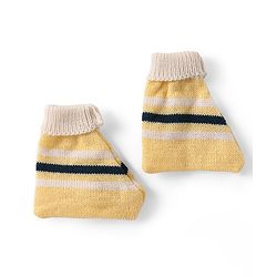 Babyhug Knitted Full Sleeves Front Open Sweater Set with Striped Design Cap & Booties - Beige