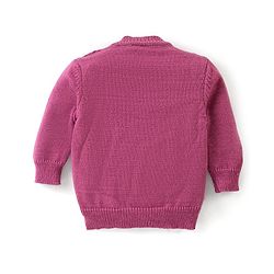 Babyhug Knit Full Sleeves Front Open Solid Color Sweater & Pant Set with Cap and Booties -Purple