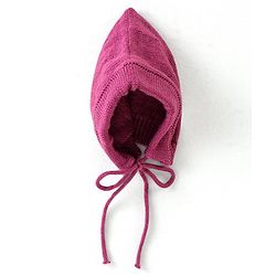 Babyhug Knit Full Sleeves Front Open Solid Color Sweater & Pant Set with Cap and Booties -Purple