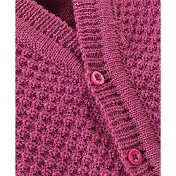 Babyhug Knit Full Sleeves Front Open Solid Color Sweater & Pant Set with Cap and Booties -Purple