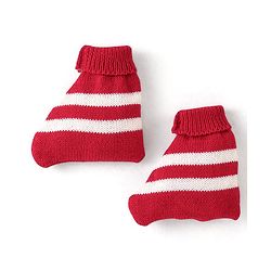 Babyhug Knit Full Sleeves Front Open Sweater & Pant Set with Cap and Booties Chevron Design - Red