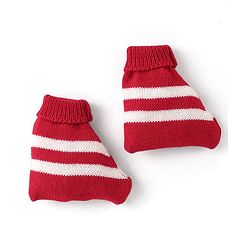 Babyhug Knit Full Sleeves Front Open Sweater & Pant Set with Cap and Booties Chevron Design - Red