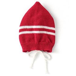 Babyhug Knit Full Sleeves Front Open Sweater & Pant Set with Cap and Booties Chevron Design - Red