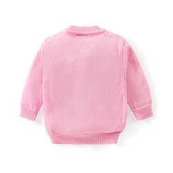 Babyhug Knitted Full Sleeves Front Open Sweater Set with Cap & Pair of Booties - Pink