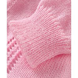 Babyhug Knitted Full Sleeves Front Open Sweater Set with Cap & Pair of Booties - Pink