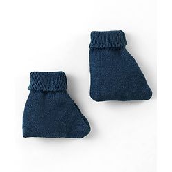 Babyhug Knitted Full Sleeves Front Open Sweater & Pant Set with Cap &  Booties Solid Colour  - Navy Blue