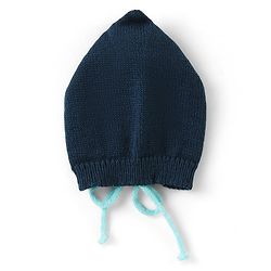 Babyhug Knitted Full Sleeves Front Open Sweater & Pant Set with Cap &  Booties Solid Colour  - Navy Blue