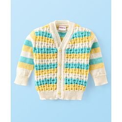Babyhug Knitted Full Sleeves Baby Sweater Set with Cap & Booties Cable Knit Design - Multicolor