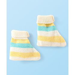 Babyhug Knitted Full Sleeves Baby Sweater Set with Cap & Booties Cable Knit Design - Multicolor