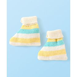 Babyhug Knitted Full Sleeves Baby Sweater Set with Cap & Booties Cable Knit Design - Multicolor