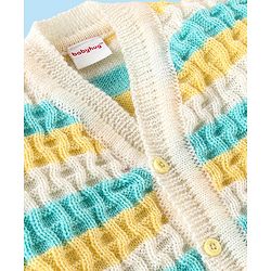 Babyhug Knitted Full Sleeves Baby Sweater Set with Cap & Booties Cable Knit Design - Multicolor