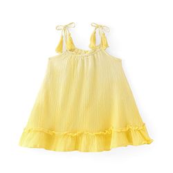 Babyhug Rayon Woven Singlet Sleeves Frock With Ombre Detailing & Pineapple Sling Bag  - Lemon Yellow