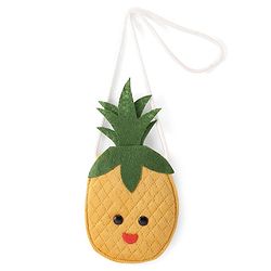 Babyhug Rayon Woven Singlet Sleeves Frock With Ombre Detailing & Pineapple Sling Bag  - Lemon Yellow