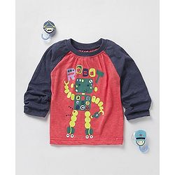 Babyhug Full Sleeves T-Shirt Robot Print - Red