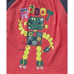 Babyhug Full Sleeves T-Shirt Robot Print - Red