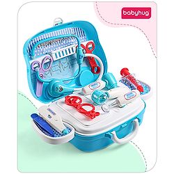 Babyhug Pretend Play Doctor Set with Wheeled Suitcase & LED Lights 15 Pieces - Blue