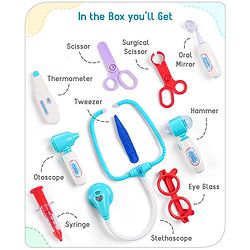 Babyhug Pretend Play Doctor Set with Wheeled Suitcase & LED Lights 15 Pieces - Blue