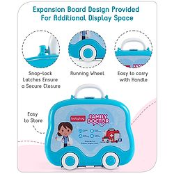 Babyhug Pretend Play Doctor Set with Wheeled Suitcase & LED Lights 15 Pieces - Blue