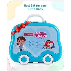 Babyhug Pretend Play Doctor Set with Wheeled Suitcase & LED Lights 15 Pieces - Blue