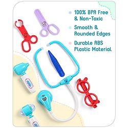 Babyhug Pretend Play Doctor Set with Wheeled Suitcase & LED Lights 15 Pieces - Blue
